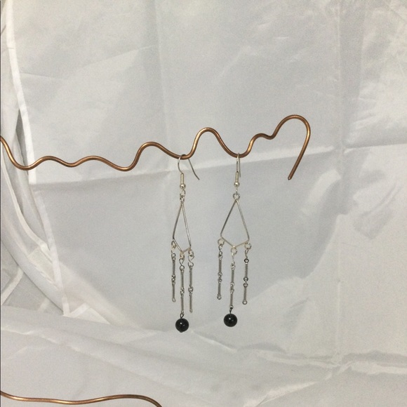 Vintage Silver & Black Elegant Dangle Wires - Picture 5 of 9